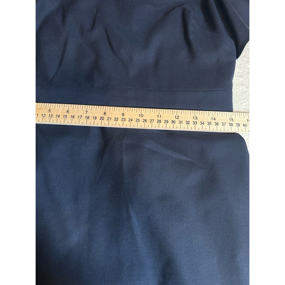J.CREW Women's Monday Dress Lined Solid 100% Blue Wool Ruffle Sheath Career Sz 8 - Picture 6 of 16